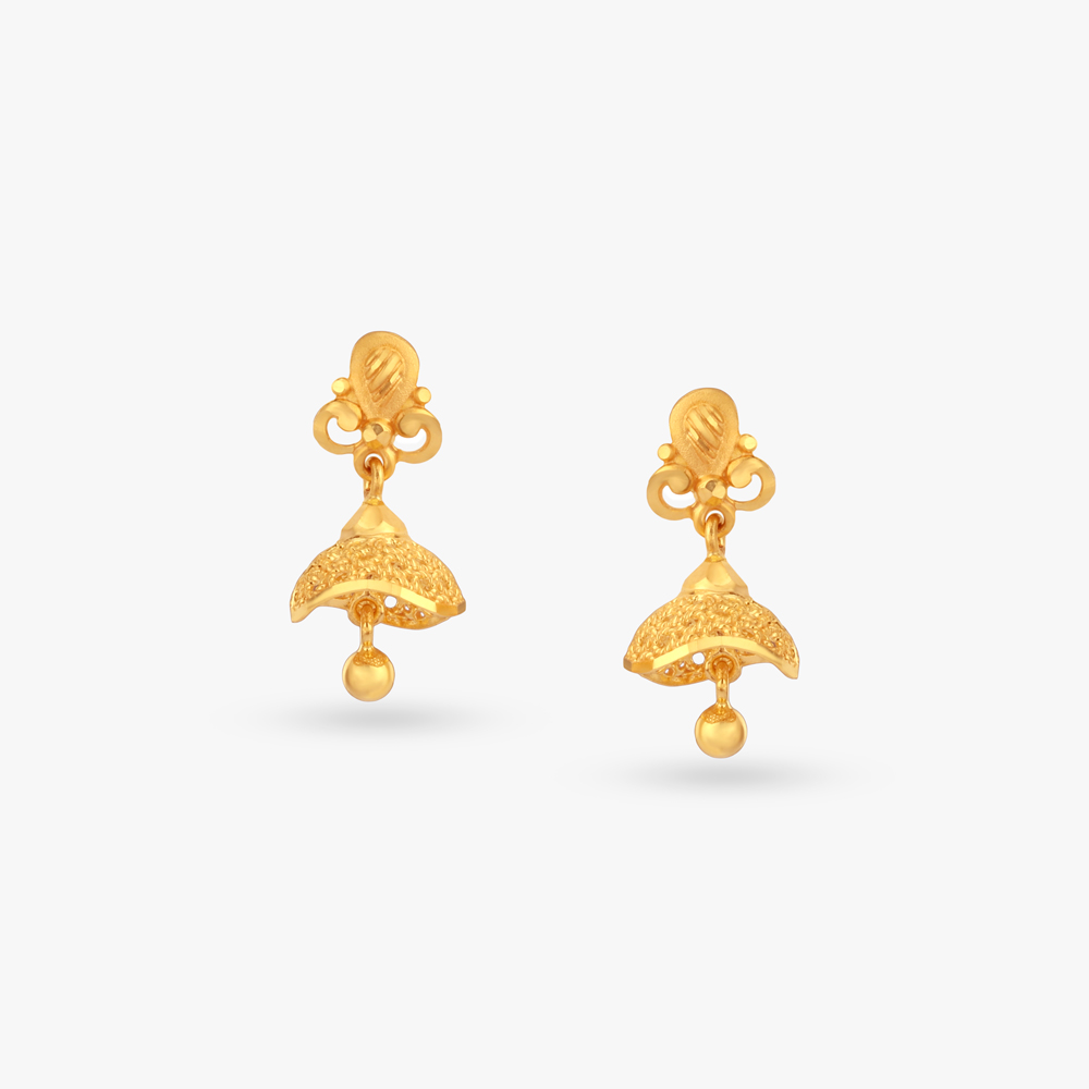 Eternal Bloom Gold Jhumka Earrings
Eternal Bloom Gold Jhumka Earrings