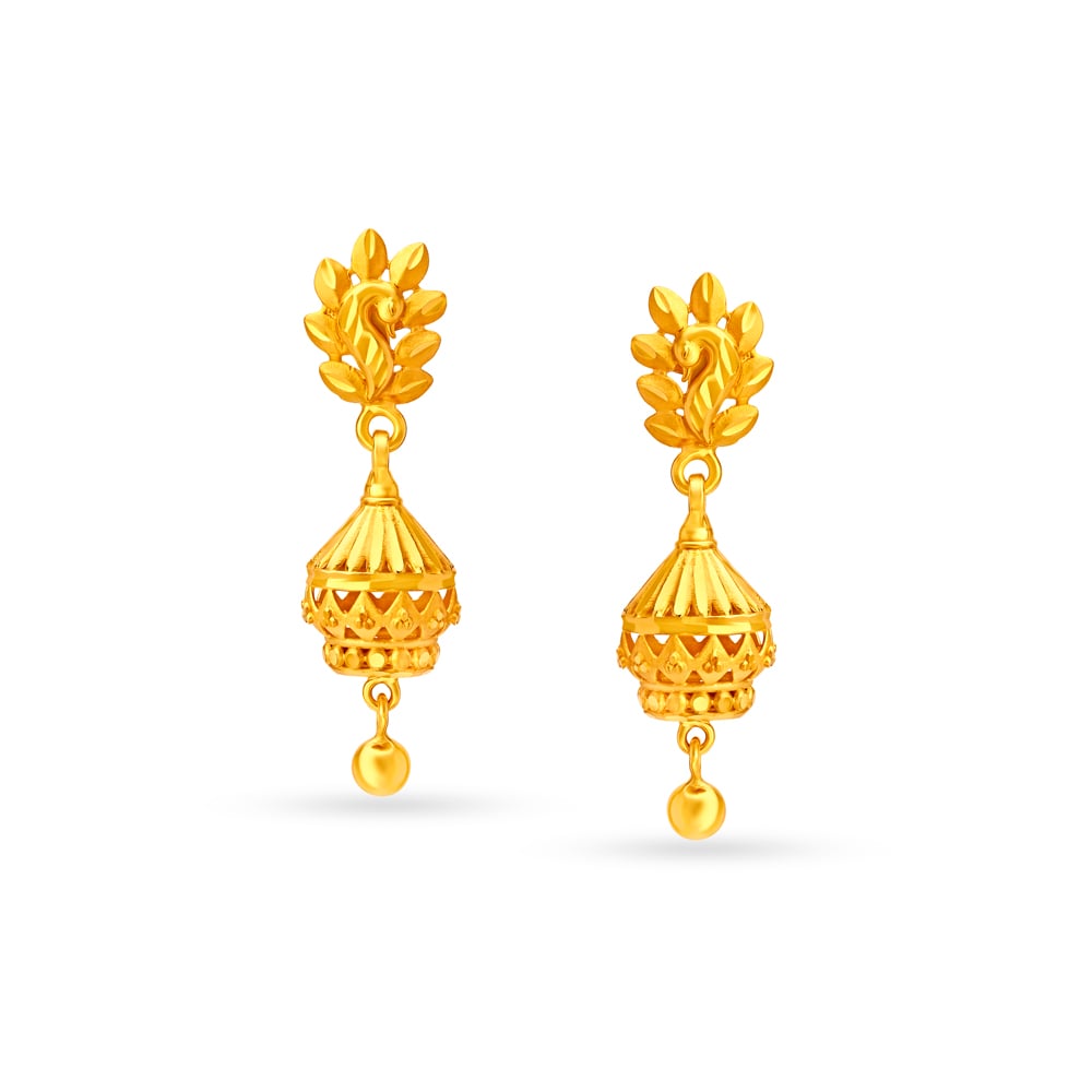Brilliant Yellow Gold Peacock Jhumkas
Brilliant Yellow Gold Peacock Jhumkas