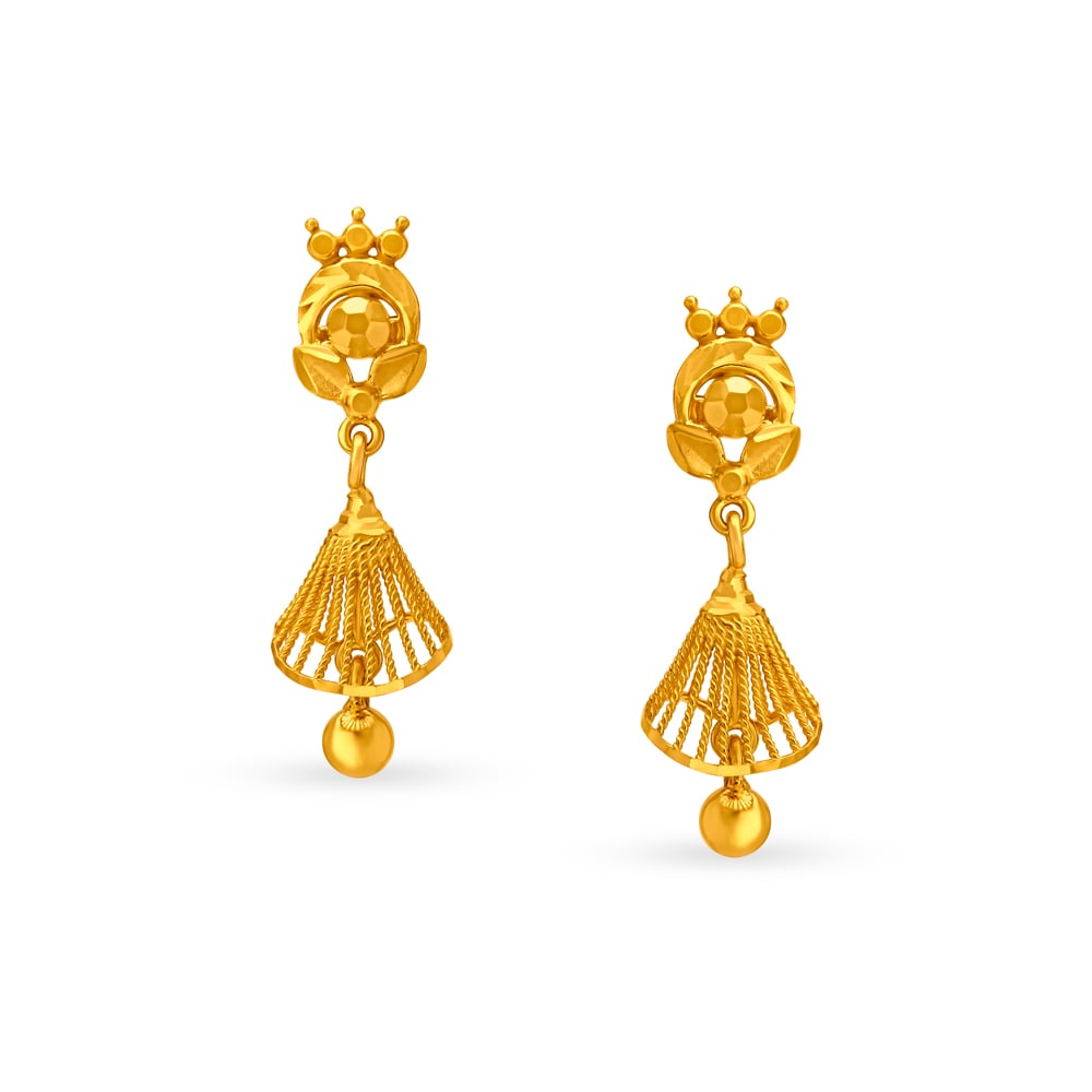 Bewitching Bell Motif Gold Jhumka Earrings
Bewitching Bell Motif Gold Jhumka Earrings