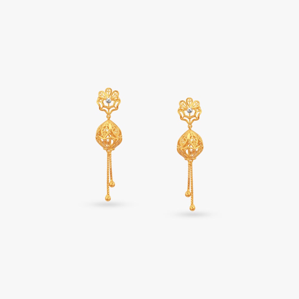 Lattice Bloom Gold Drop Earrings
Lattice Bloom Gold Drop Earrings