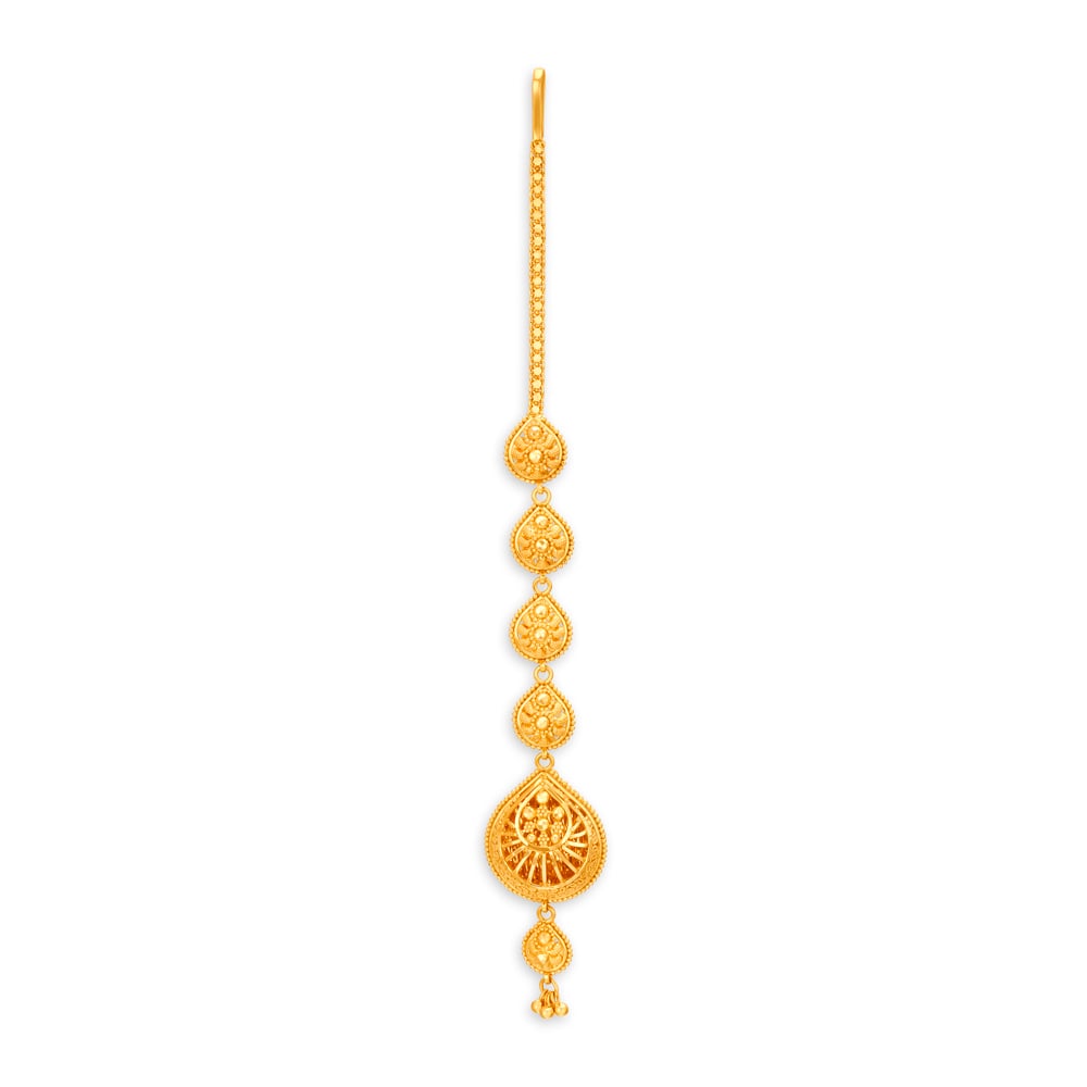 Coruscating 22 Karat Yellow Gold Teardrop Maang Tikka
Coruscating 22 Karat Yellow Gold Teardrop Maang Tikka