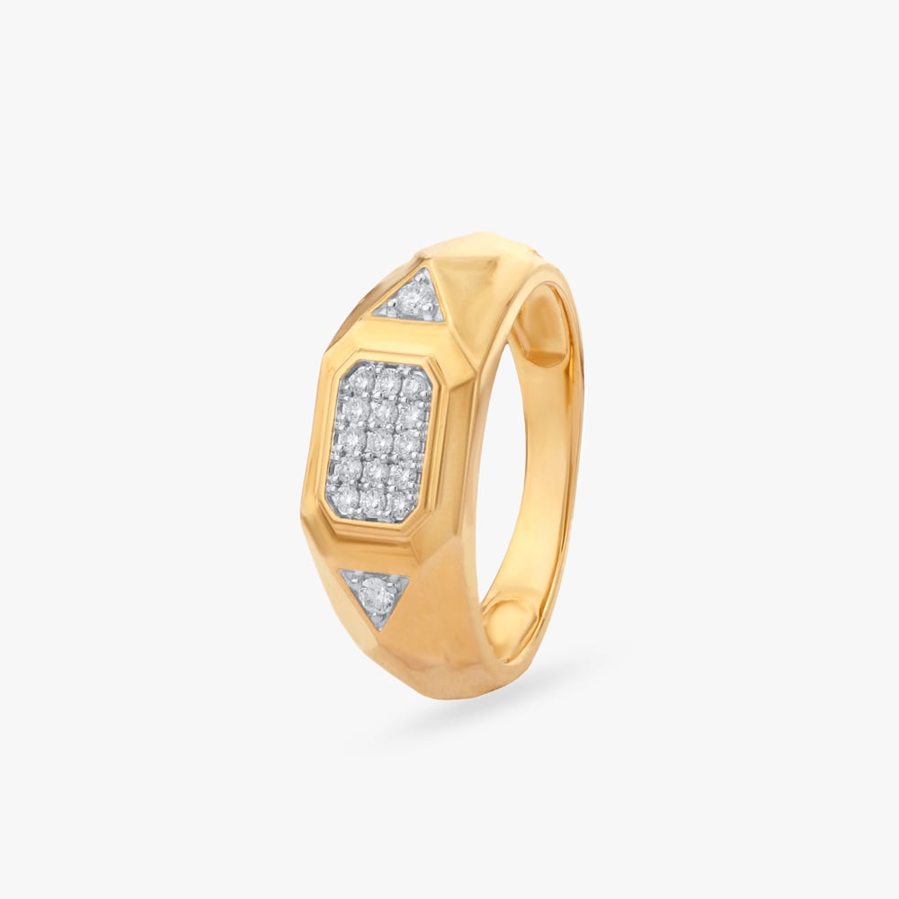Regal Rectangular Diamond Ring For Men