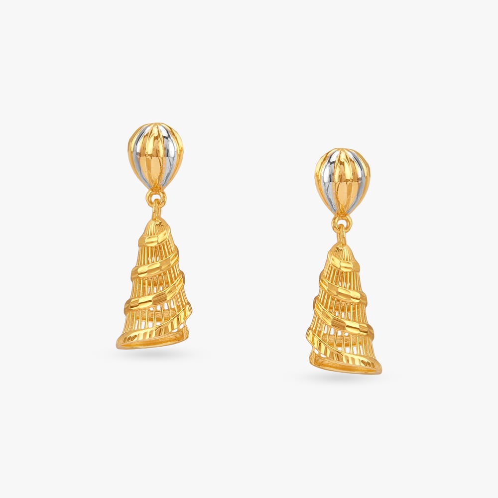 Luminous Spiral Gold Jhumka Earrings
Luminous Spiral Gold Jhumka Earrings