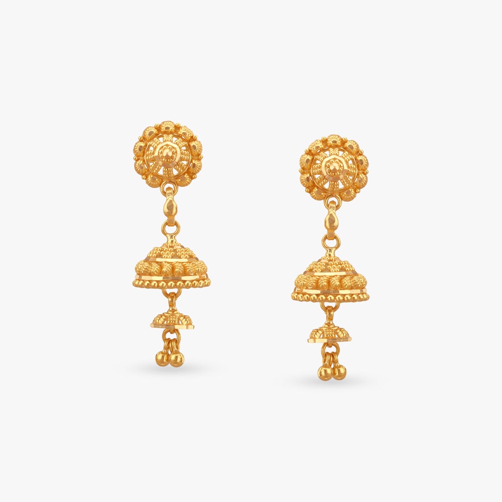 Layered Dome Gold Jhumka Earrings
Layered Dome Gold Jhumka Earrings