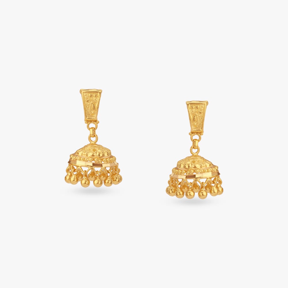 Regal Bell Gold Jhumka Earrings
Regal Bell Gold Jhumka Earrings