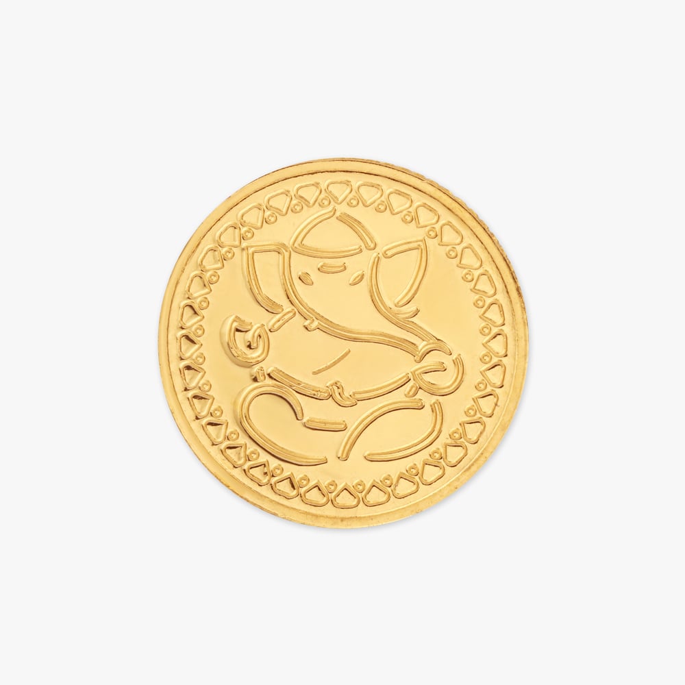 1 gram 24 Karat Gold Coin with Ganesha Motif
1 gram 24 Karat Gold Coin with Ganesha Motif