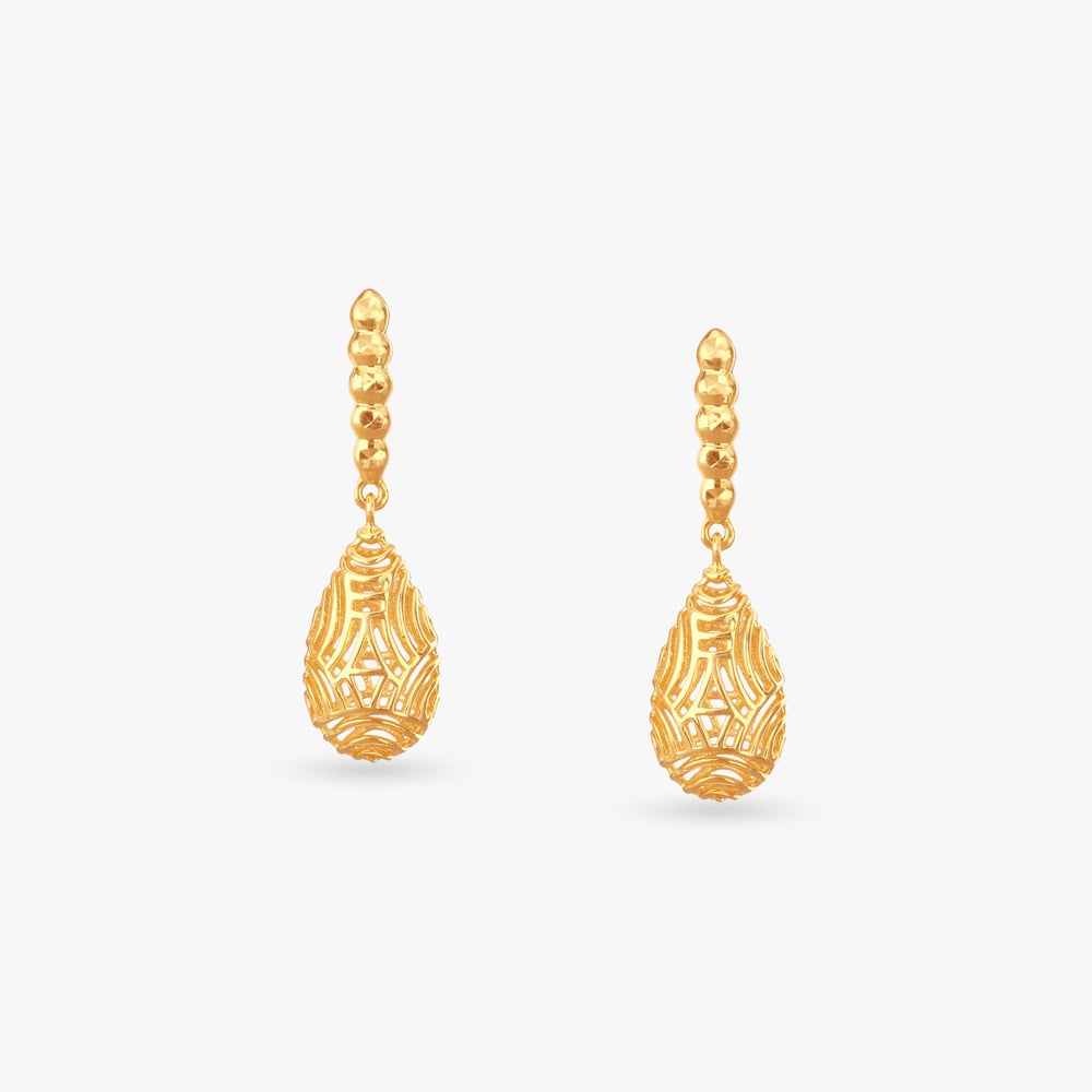 Sculpted Teardrop Gold Drop Earrings
Sculpted Teardrop Gold Drop Earrings