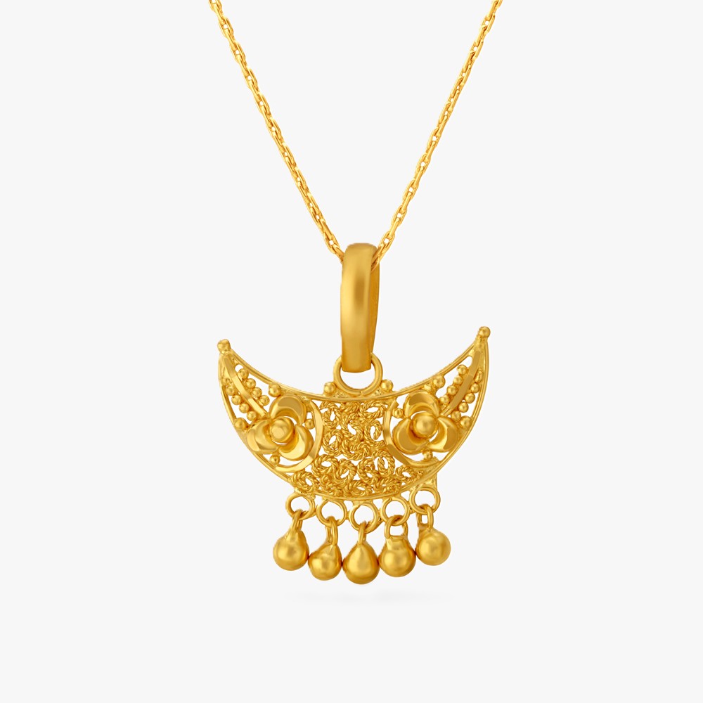 Floral Crescent Gold Pendant
Floral Crescent Gold Pendant