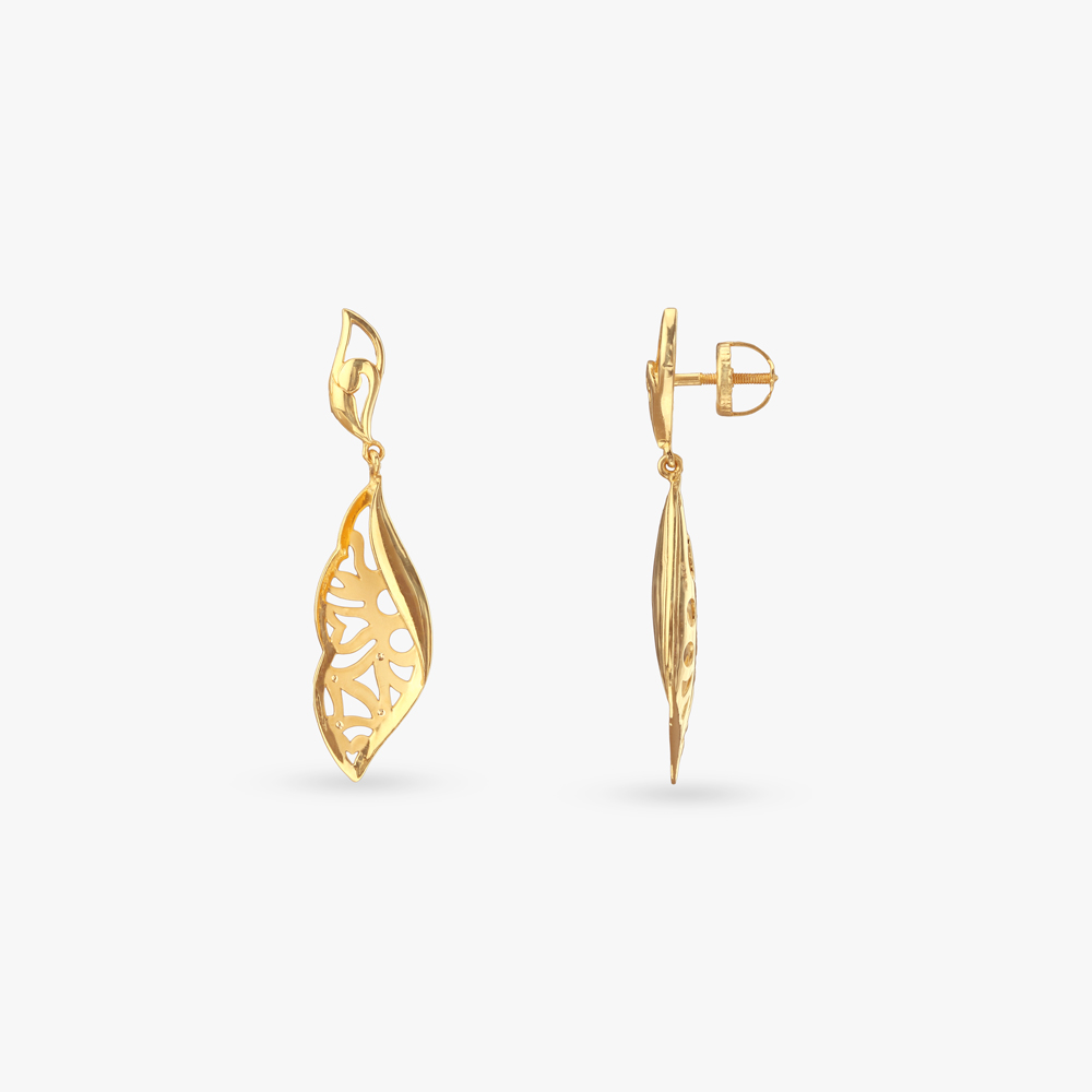 Sculpted Leaf Gold Drop Earrings
Sculpted Leaf Gold Drop Earrings