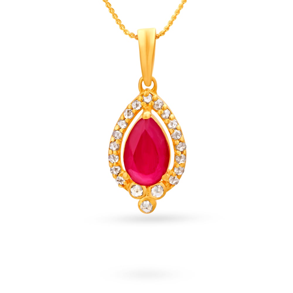 Coloured Stone Studded Graceful Gold Pendant
Coloured Stone Studded Graceful Gold Pendant