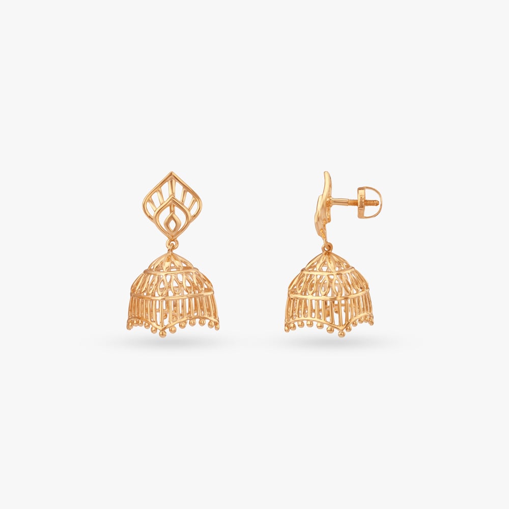 Radiant Cage Gold Jhumka Earrings
Radiant Cage Gold Jhumka Earrings