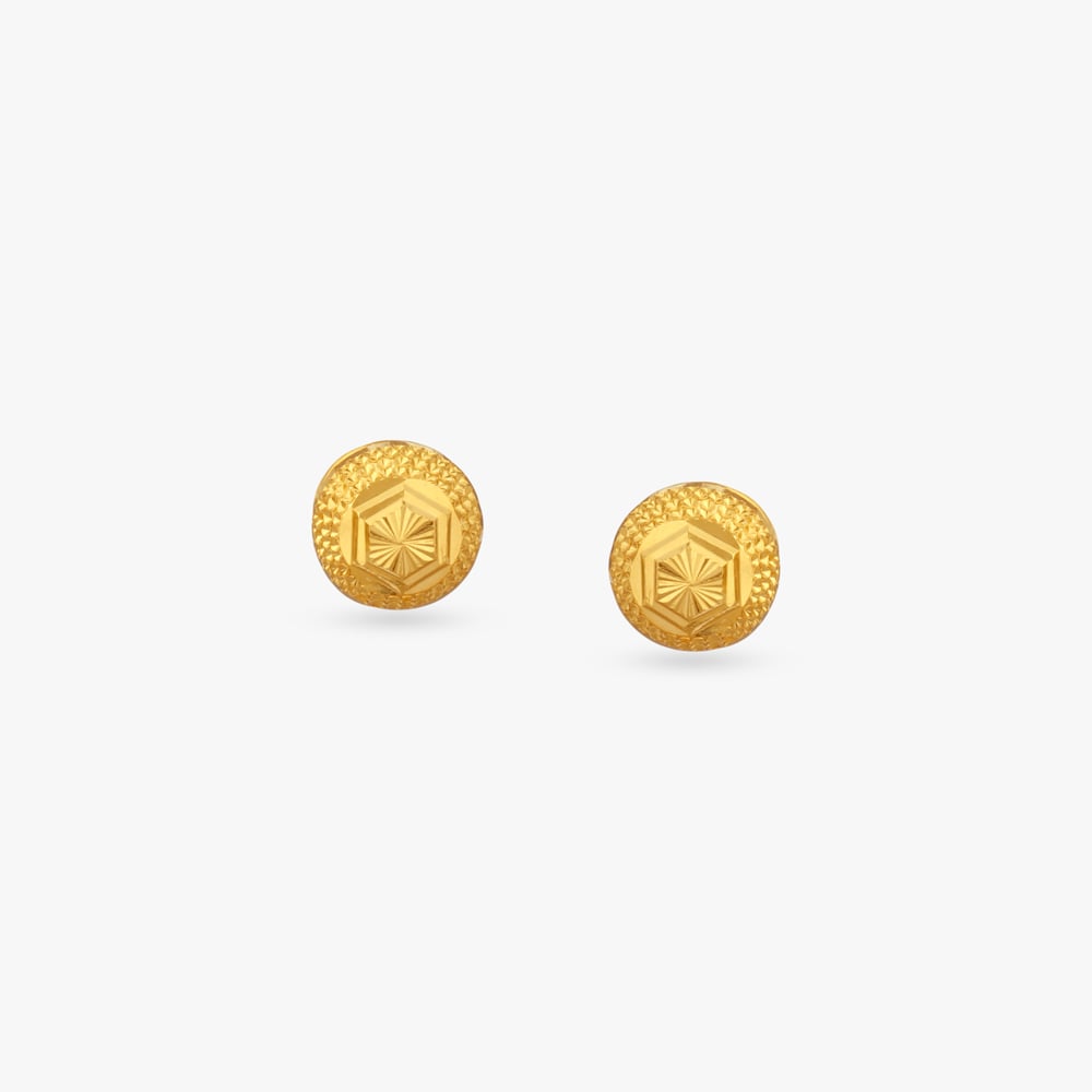 Textured Hexagon Gold Stud Earrings
Textured Hexagon Gold Stud Earrings