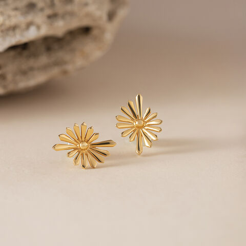 Dazzling Sunburst Gold Stud Earrings