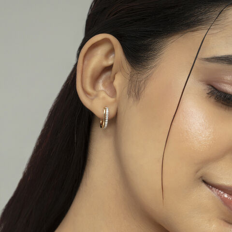Dazzling Square Gold & Diamond Hoop Earrings