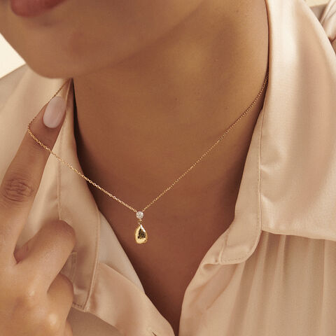 Luminous Textured Diamond Drop Necklace
