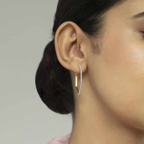 Hexa Bold Gold & Diamond Hoop Earrings