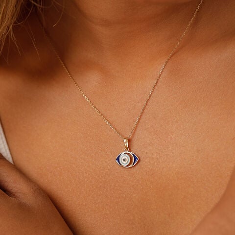 14KT Yellow Gold Negative Space Evil Eye Pendant