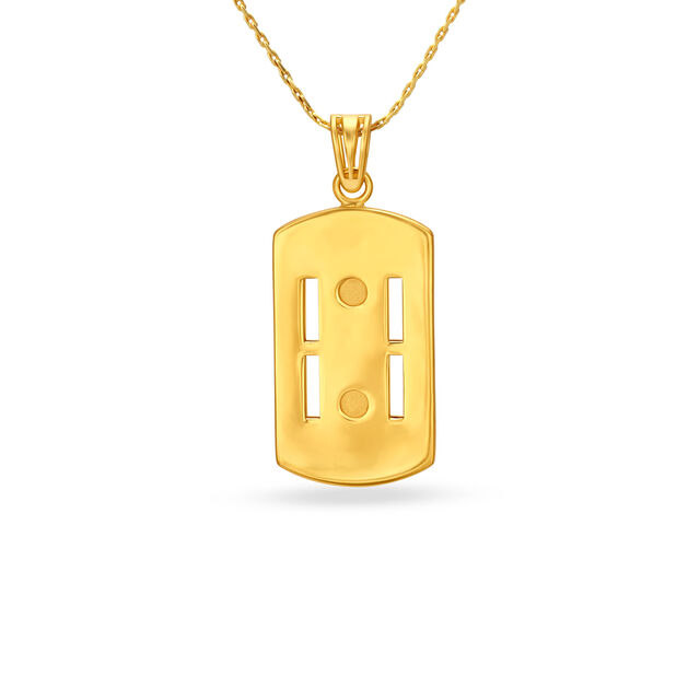 Gold Pendant For Men With Two Carved Strips,,hi-res image number null