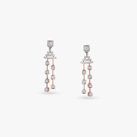 Cascading Geometry Diamond Drop Earrings