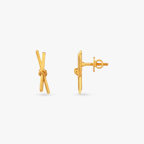 Knot Line Gold Stud Earrings