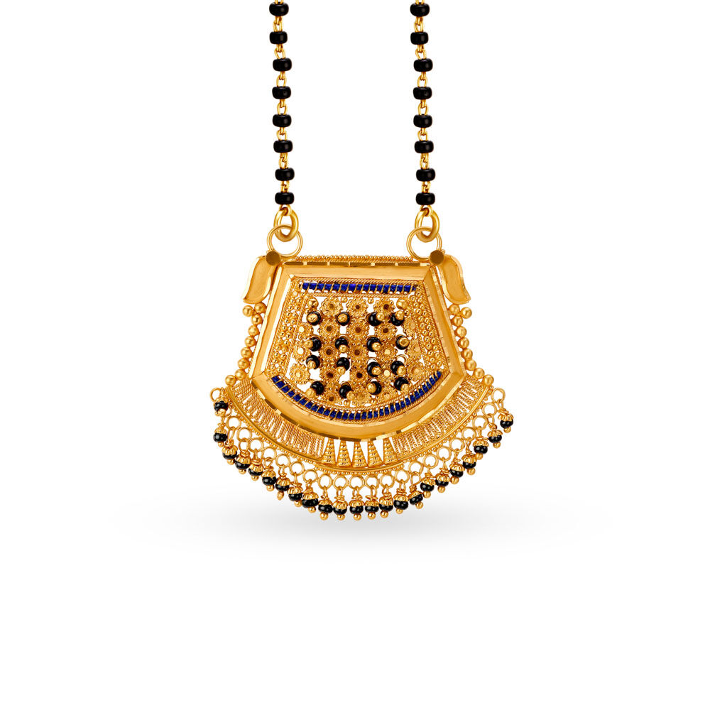 Traditional Black Beads MS Gold Pendant