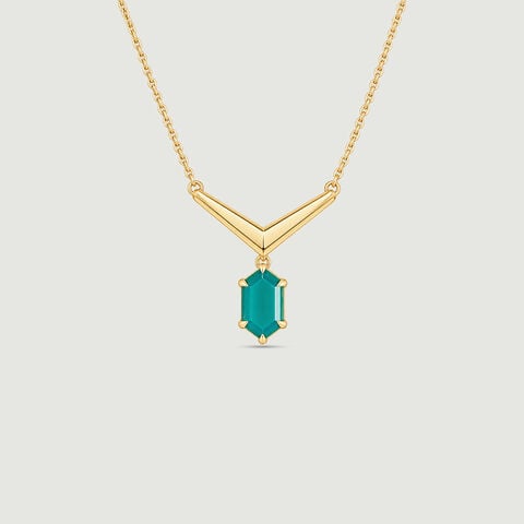 Welcoming Geometric Green Onyx Necklace