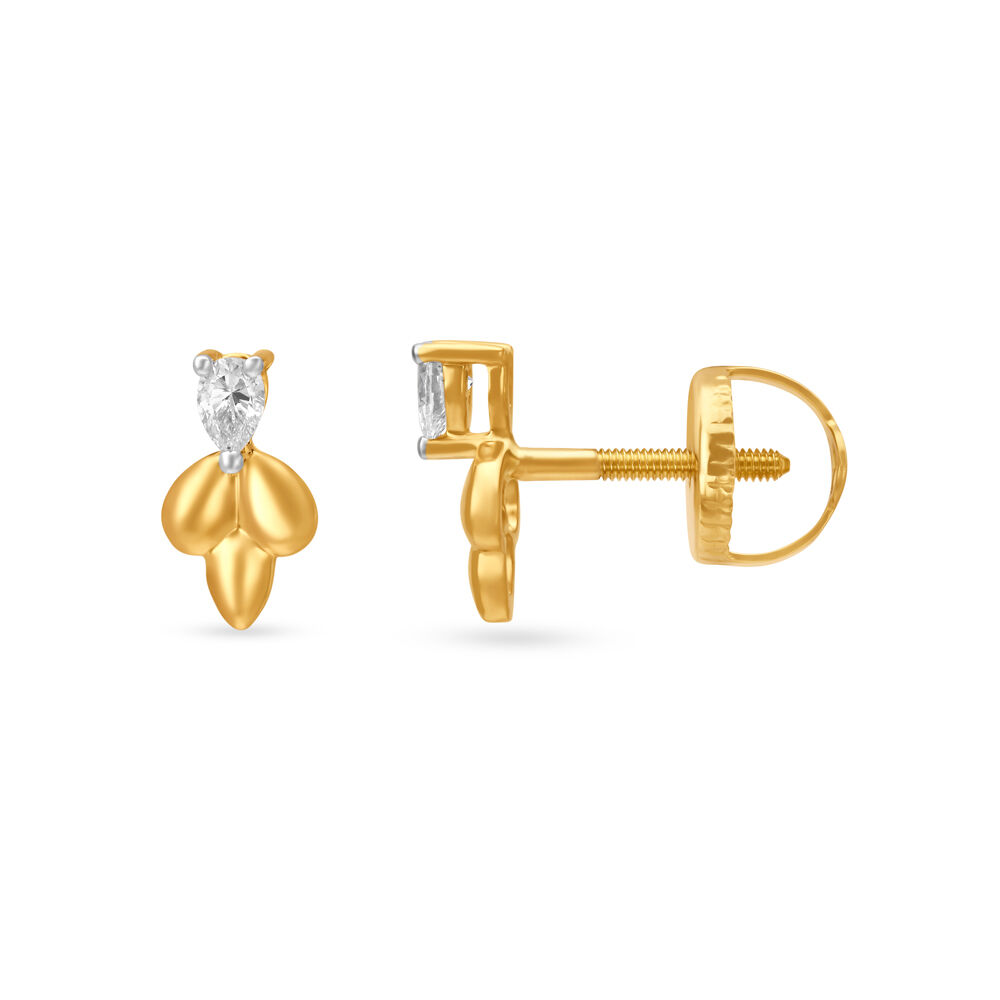 Yellow Gold Satin Finish Flush Set Diamond Earrings – Park City Jewelers