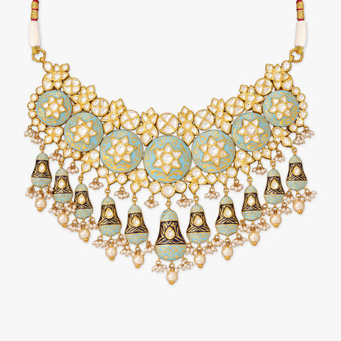 Azure Floral Gold Necklace Set