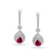 Magnificent Ruby and Diamond Bali Hoop Earrings in White Gold,,hi-res image number null