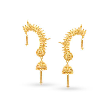 Gorgeous Carved Gold Jhumka Earrings