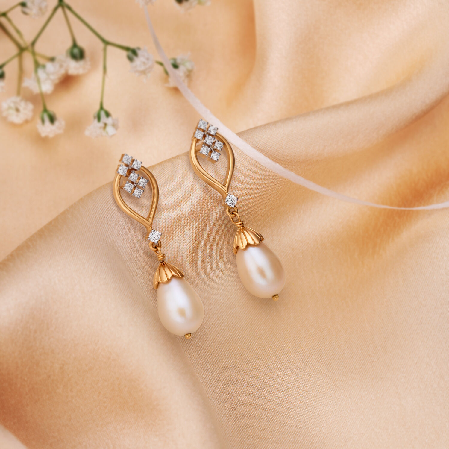 Pearl Diamond Drop Earrings UK | AC Silver