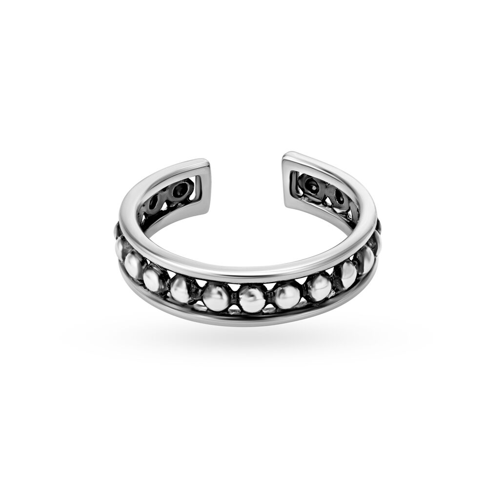 Simple Beads Silver Toe Ring