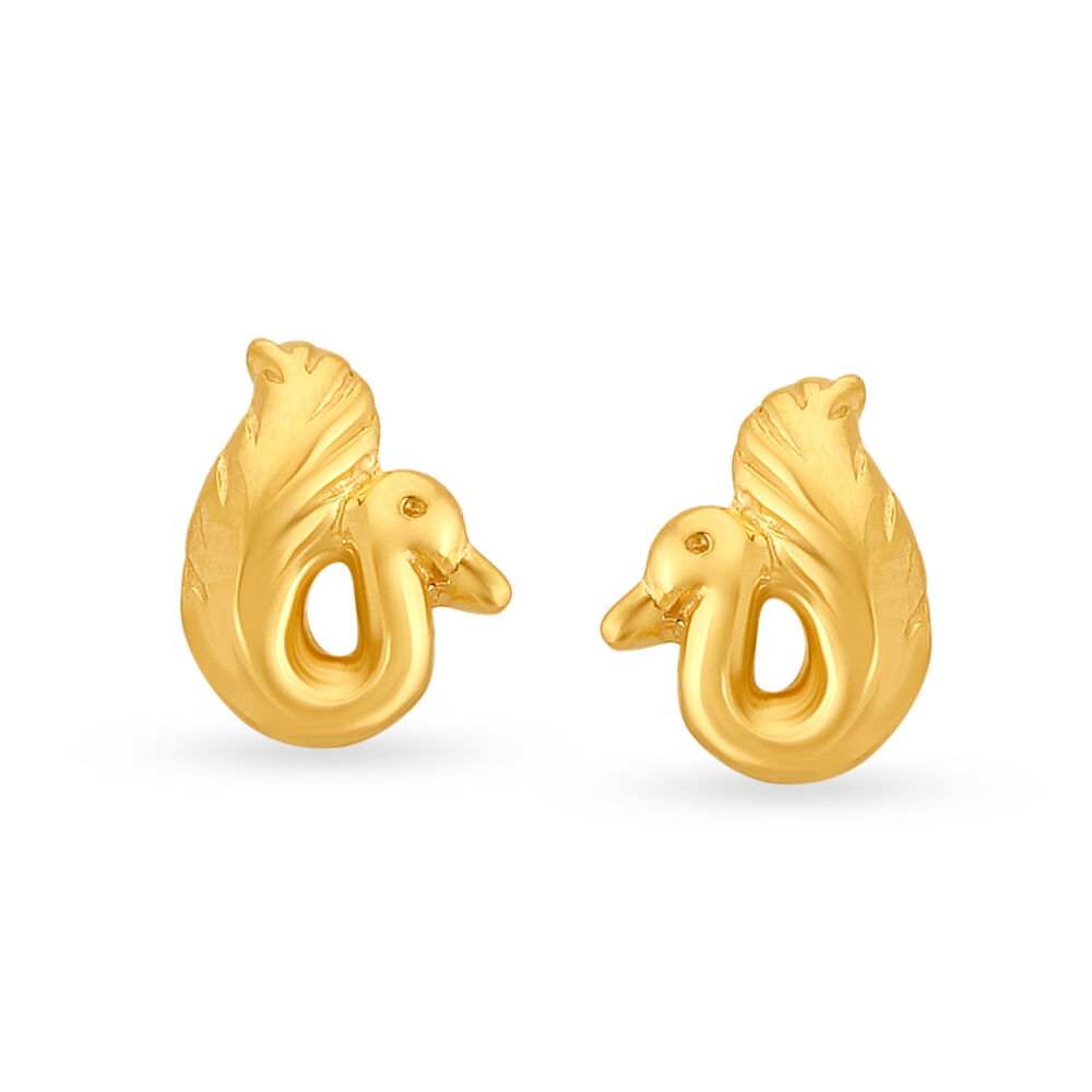 Gold swan outlet earrings