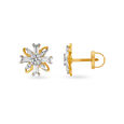 Edgy Floral Gold Stud Earrings for Kids,,hi-res image number null