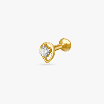 Leaf Inspired Gold and Diamond Nose Pin