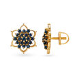 Alluring 18 Karat Gold And Sapphire Floral Stud Earrings,,hi-res image number null