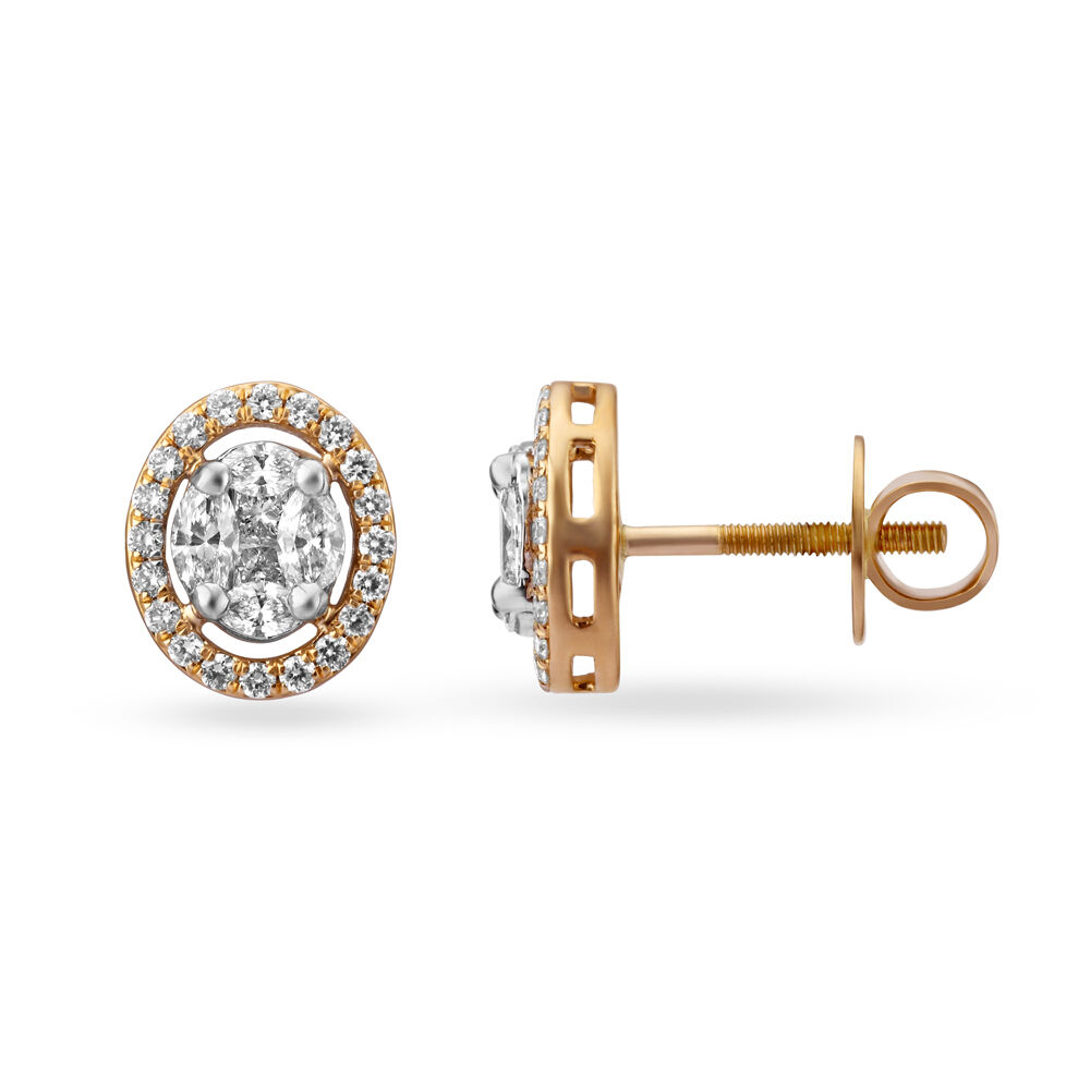 Lovely Solitaire Diamond Stud Earrings in Rose Gold