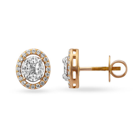 Lovely Solitaire Diamond Stud Earrings in Rose Gold