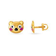 Pretty Teddy Emoji Gold Stud Earrings for Kids,,hi-res image number null