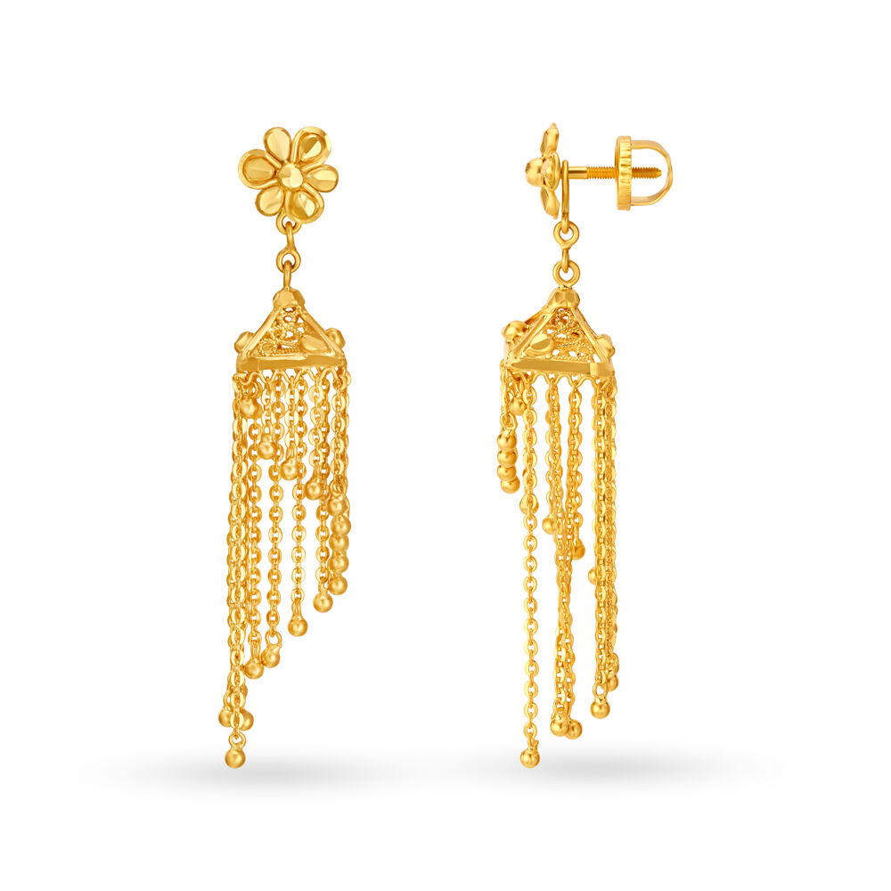 Buy Modern Sui Dhaga Earrings Gold & American Diamond Online for Young Lady  | 49jewels