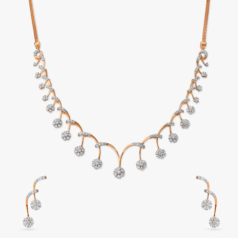Floral Fall Diamond Necklace Set