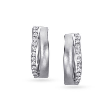 Graceful 950 Platinum And Diamond Huggie Earrings
