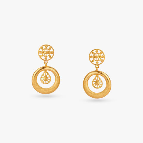 Radiant Circle Gold Drop Earrings