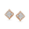 Sparkling Geometric Fancy Rose Gold and Diamond Stud Earrings,,hi-res image number null