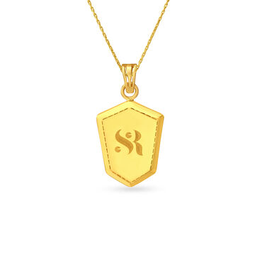 SR Initial Engraved Men's Laser Cut Pendant