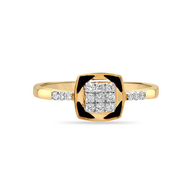 18 KT Yellow Gold Abstract Glimmer Diamond Ring,,hi-res image number null