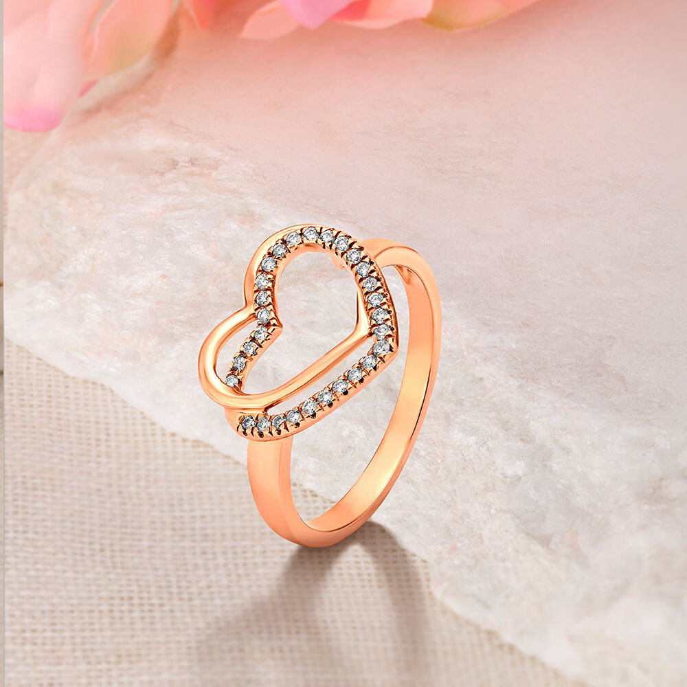 Romantic Heart Rose Gold and Diamond Ring