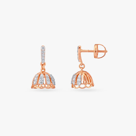 Twinkle Dome Diamond Jhumka Earrings for Kids