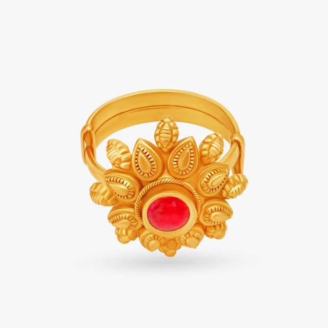 Elegant Floral Gold Ring,,hi-res image number null