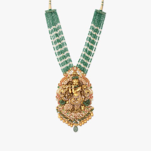 Emerald Vrindavan Veni Necklace Set